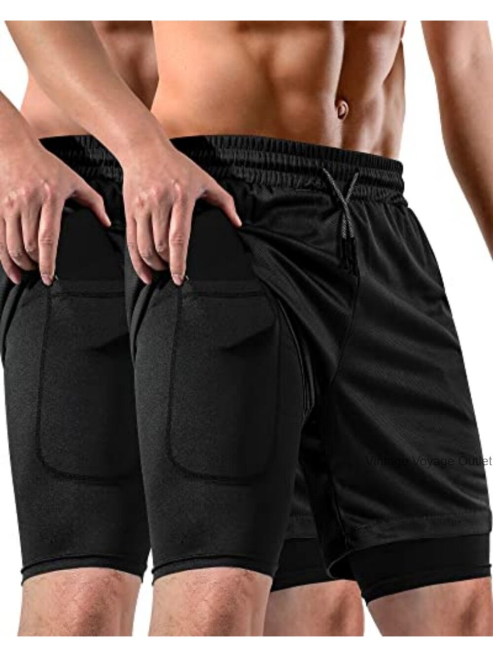 2-in-1 Men's Athletic Shorts with Pockets & Towel Loop